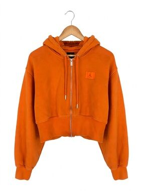 Jordan Flight Womens XS cropped full zip Hoddie bright orange boxy jumpman patch